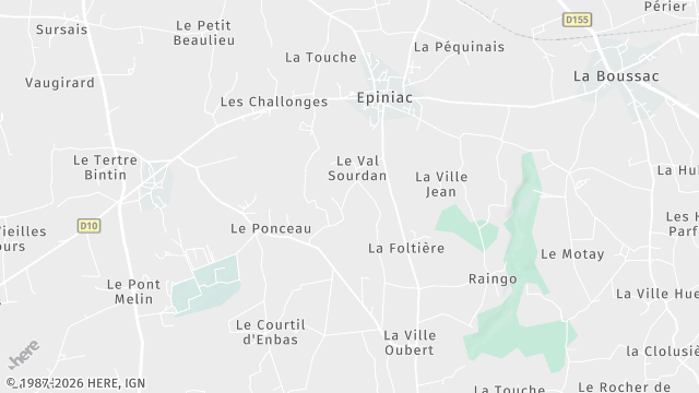 Carte de la zone d'intervention à Epiniac