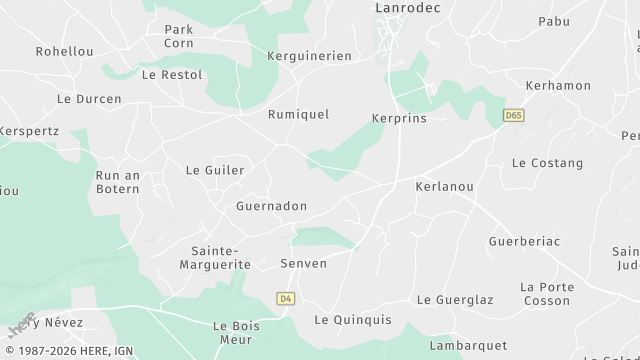 Carte de la zone d'intervention à Lanrodec