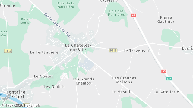 Carte de la zone d'intervention à Le Châtelet-en-Brie