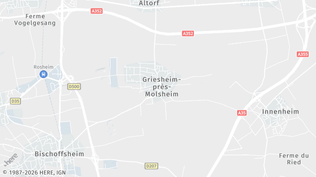 Carte de la zone d'intervention à Griesheim-près-Molsheim