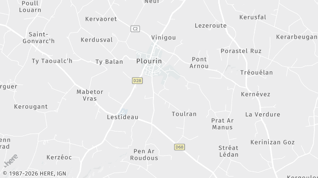Carte de la zone d'intervention à Plourin