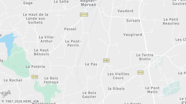 Carte de la zone d'intervention à Baguer-Morvan