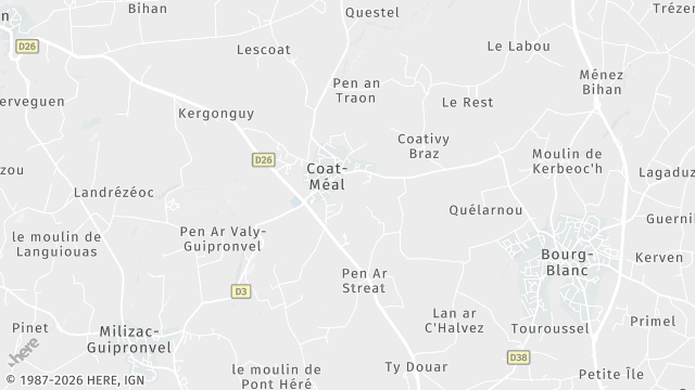 Carte de la zone d'intervention à Coat-Méal