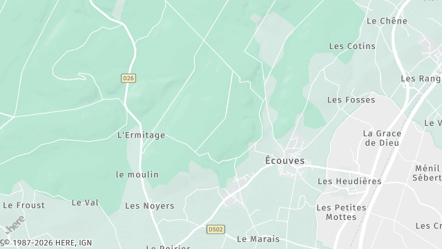 Carte de la zone d'intervention à Écouves