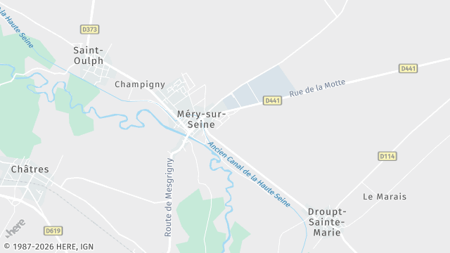 Carte de la zone d'intervention à Méry-sur-Seine