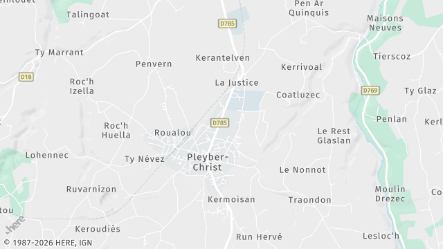 Carte de la zone d'intervention à Pleyber-Christ