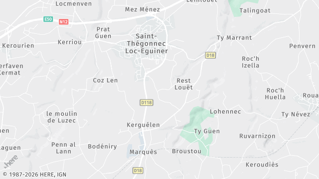 Carte de la zone d'intervention à Saint-Thégonnec Loc-Eguiner