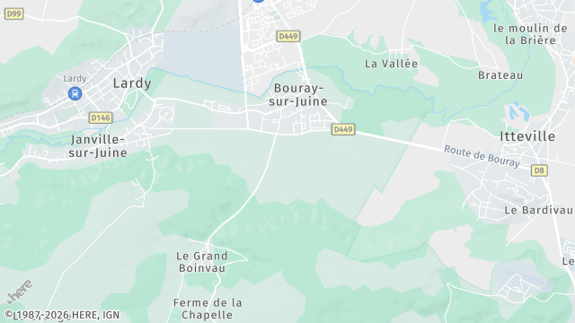 Carte de la zone d'intervention à Bouray-sur-Juine