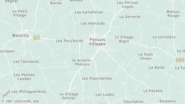Carte de la zone d'intervention à Passais Villages