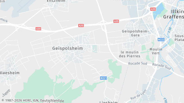 Carte de la zone d'intervention à Geispolsheim