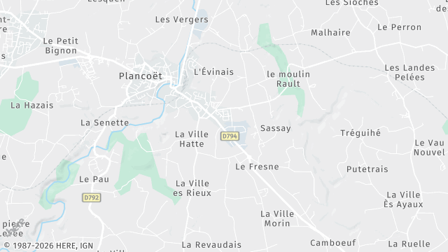 Carte de la zone d'intervention à Plancoët