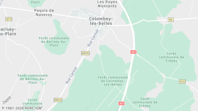 Carte de la zone d'intervention à Colombey-les-Belles