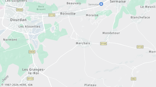 Carte de la zone d'intervention à Roinville