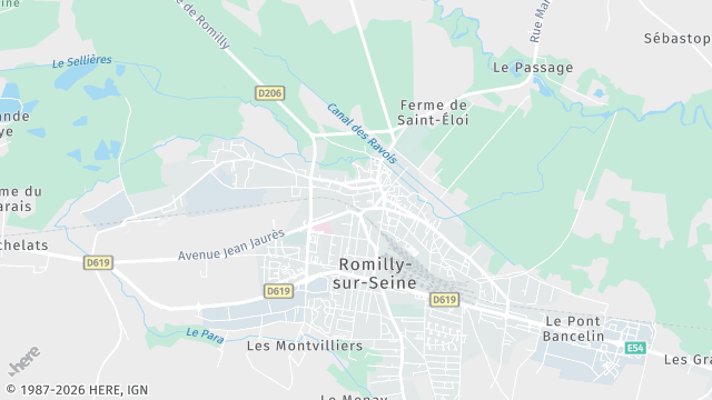 Carte de la zone d'intervention à Romilly-sur-Seine