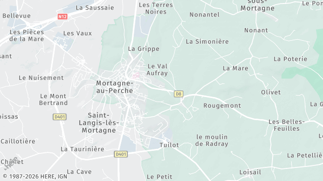 Carte de la zone d'intervention à Mortagne-au-Perche