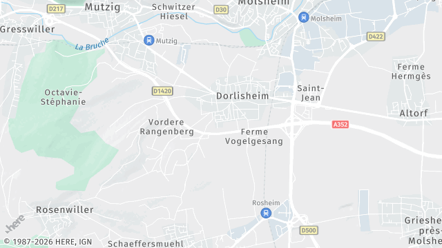 Carte de la zone d'intervention à Dorlisheim
