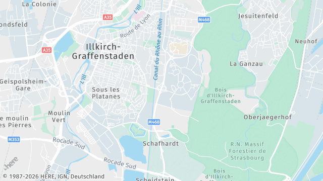 Carte de la zone d'intervention à Illkirch-Graffenstaden