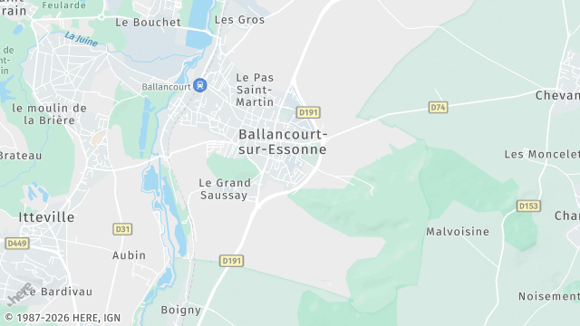 Carte de la zone d'intervention à Ballancourt-sur-Essonne