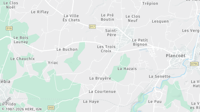 Carte de la zone d'intervention à Pluduno