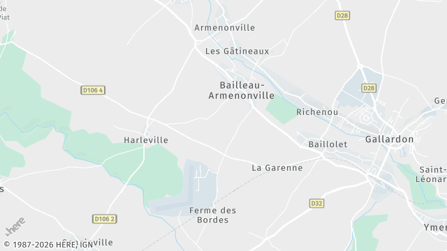 Carte de la zone d'intervention à Bailleau-Armenonville