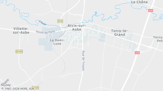 Carte de la zone d'intervention à Arcis-sur-Aube