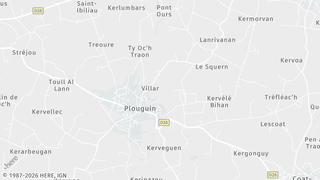 Carte de la zone d'intervention à Plouguin