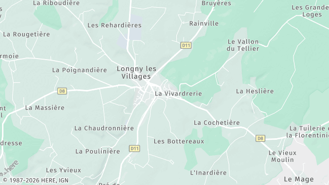 Carte de la zone d'intervention à Longny les Villages