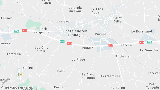 Carte de la zone d'intervention à Châtelaudren-Plouagat