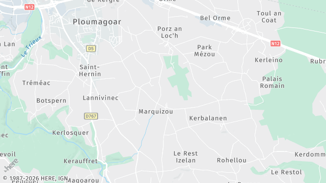 Carte de la zone d'intervention à Ploumagoar