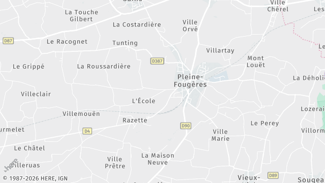 Carte de la zone d'intervention à Pleine-Fougères