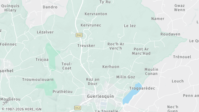 Carte de la zone d'intervention à Guerlesquin