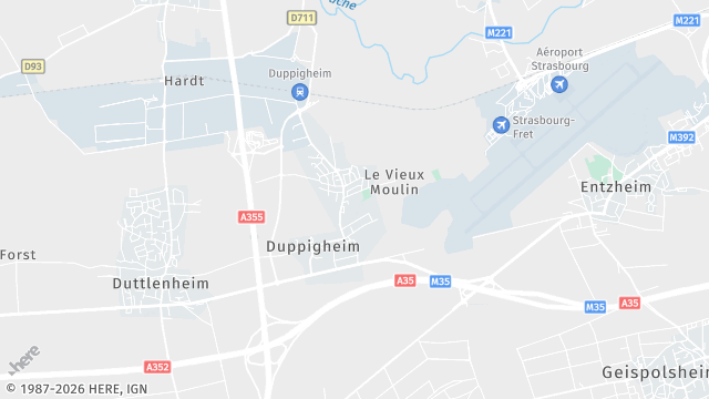 Carte de la zone d'intervention à Duppigheim