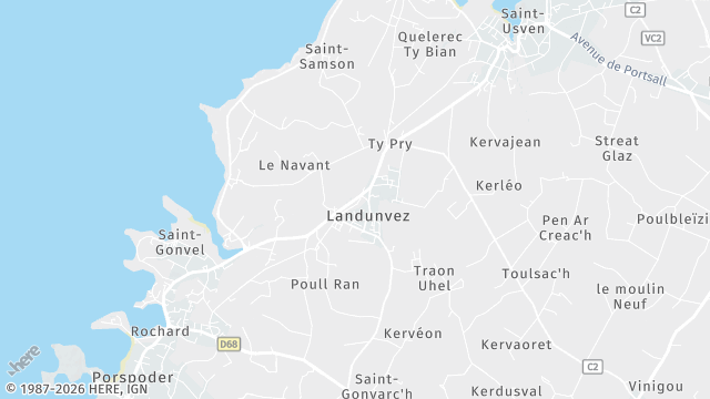 Carte de la zone d'intervention à Landunvez