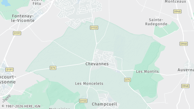 Carte de la zone d'intervention à Chevannes