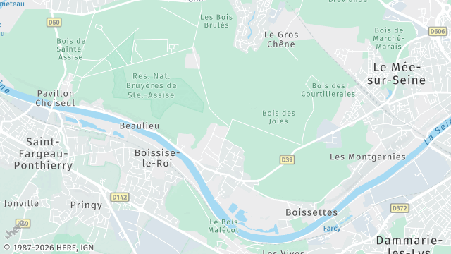 Carte de la zone d'intervention à Boissise-la-Bertrand