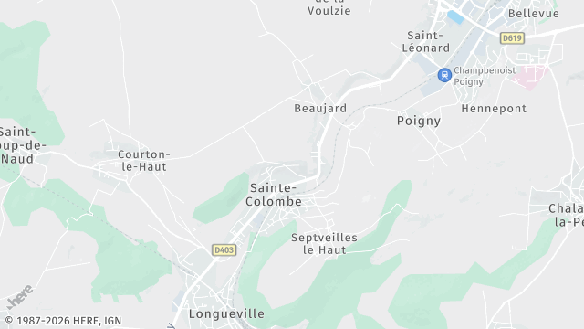 Carte de la zone d'intervention à Sainte-Colombe