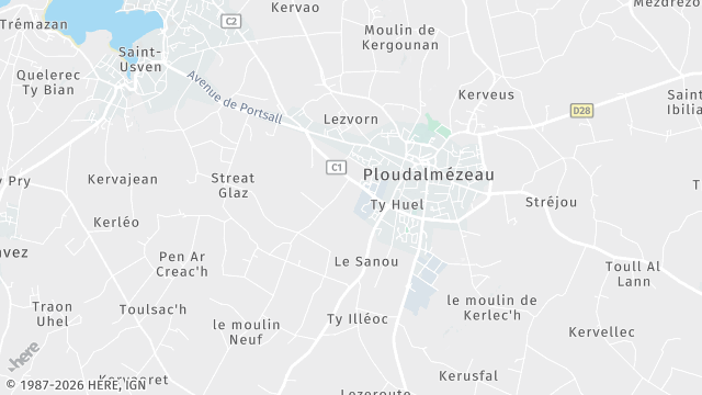 Carte de la zone d'intervention à Ploudalmézeau