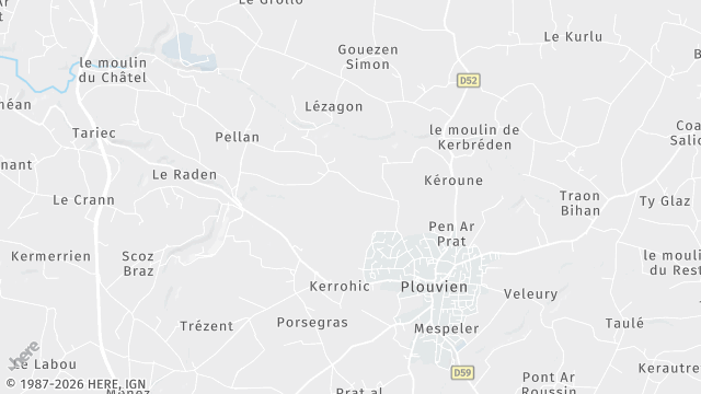 Carte de la zone d'intervention à Plouvien