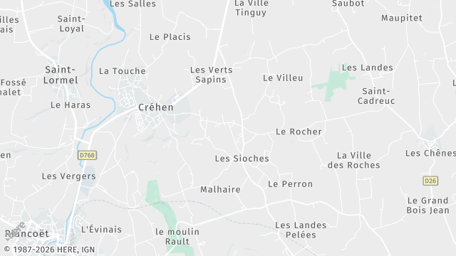 Carte de la zone d'intervention à Créhen