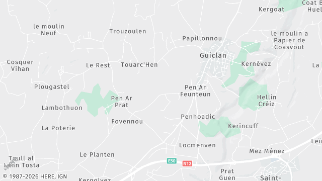 Carte de la zone d'intervention à Guiclan