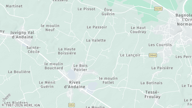 Carte de la zone d'intervention à Rives d'Andaine