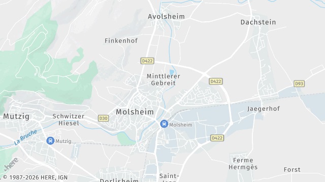 Carte de la zone d'intervention à Molsheim