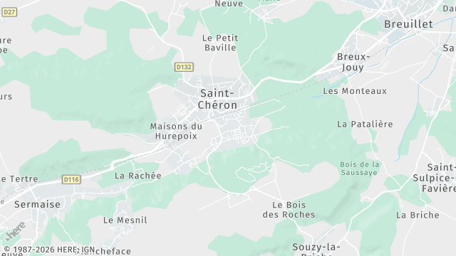 Carte de la zone d'intervention à Saint-Chéron