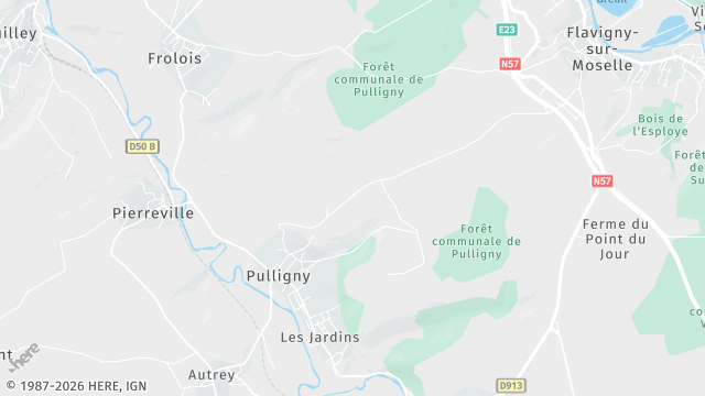 Carte de la zone d'intervention à Pulligny