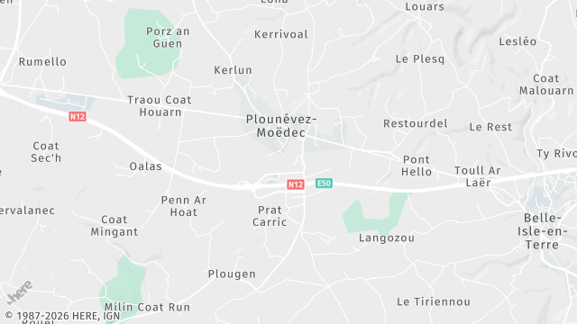 Carte de la zone d'intervention à Plounévez-Moëdec