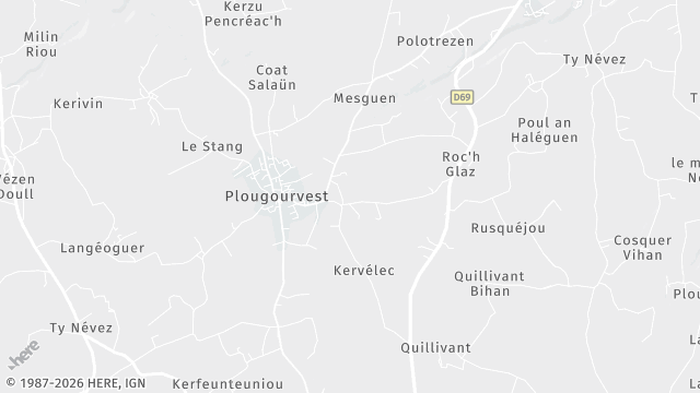 Carte de la zone d'intervention à Plougourvest