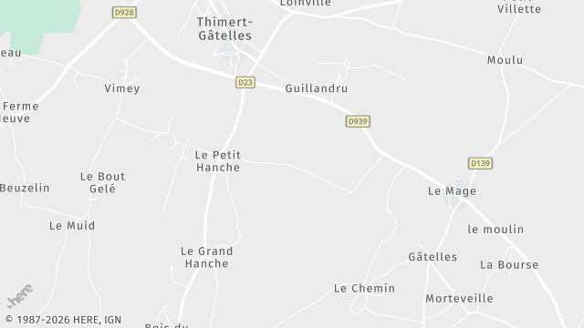 Carte de la zone d'intervention à Thimert-Gâtelles