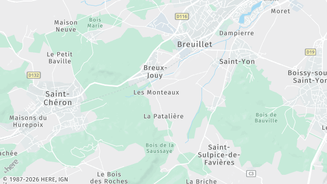 Carte de la zone d'intervention à Breux-Jouy