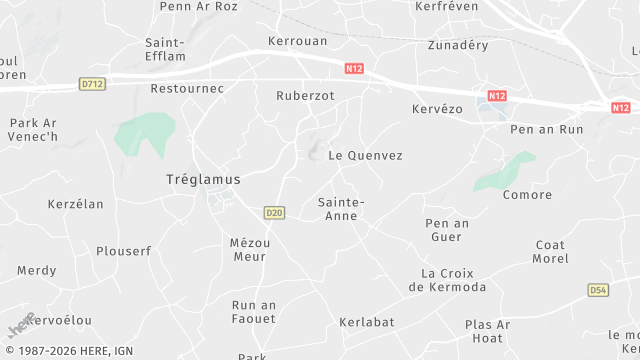 Carte de la zone d'intervention à Tréglamus
