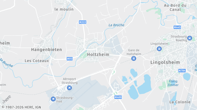 Carte de la zone d'intervention à Holtzheim